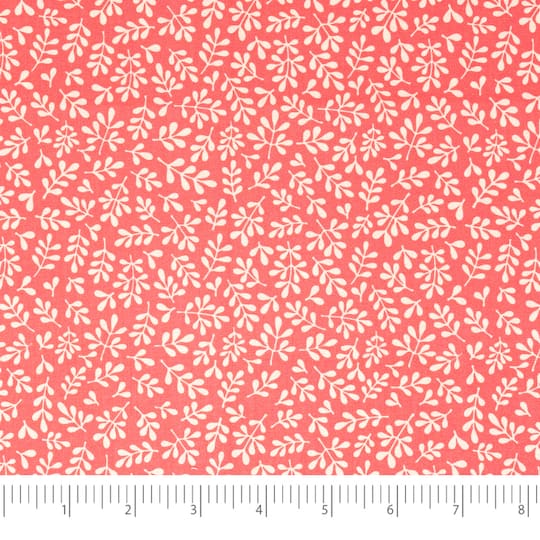 SINGER Pink Leaves Cotton Fabric